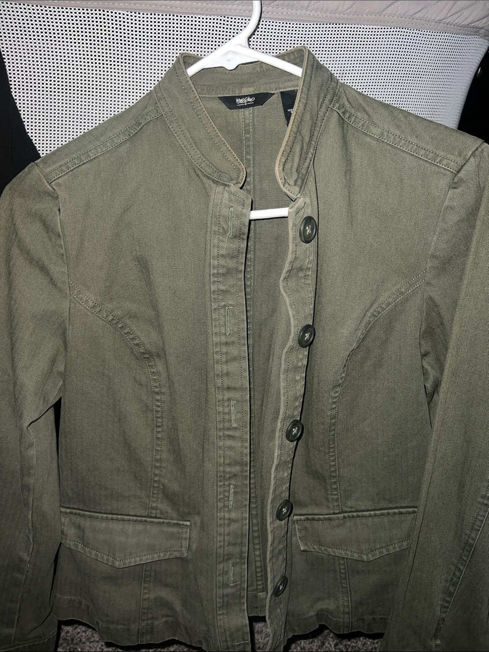 Mossimo Supply Co. Olive Military Field Jacket with Stand Collar